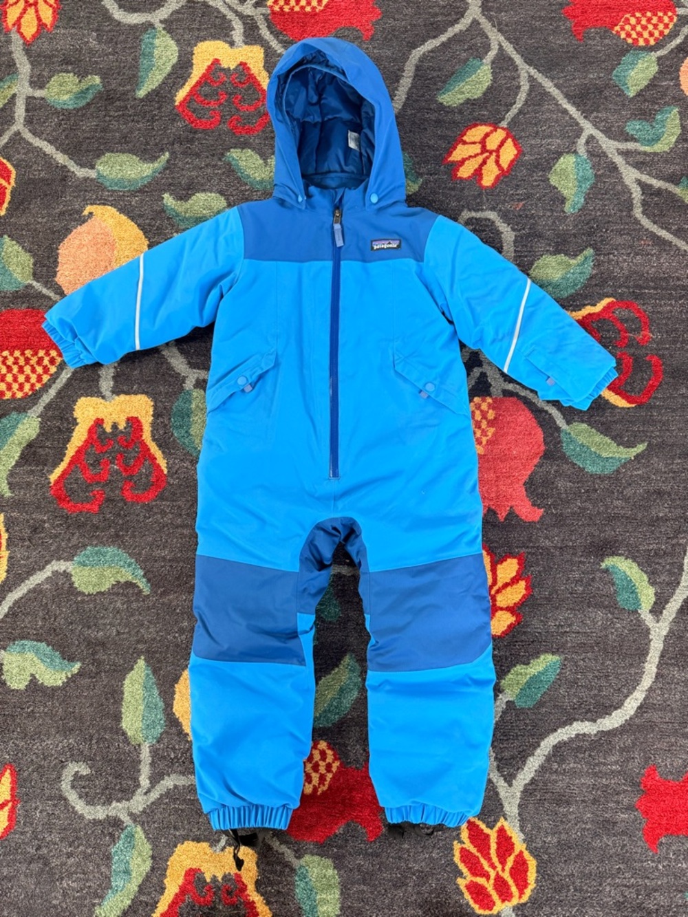 Patagonia Kids One-Piece Snowsuit in Bright Blue and Navy